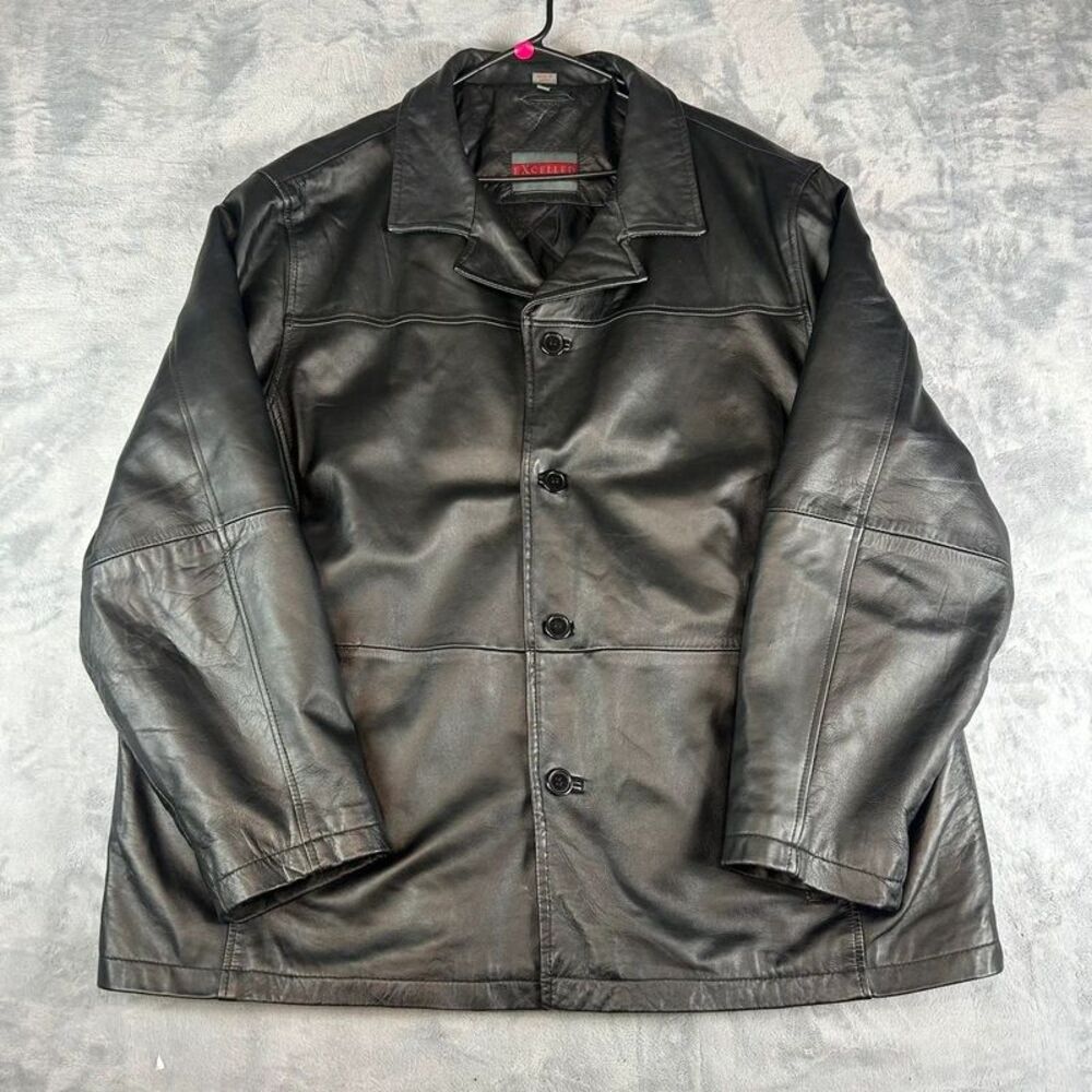 Excelled Men's Collection Button Down Leather Jacket